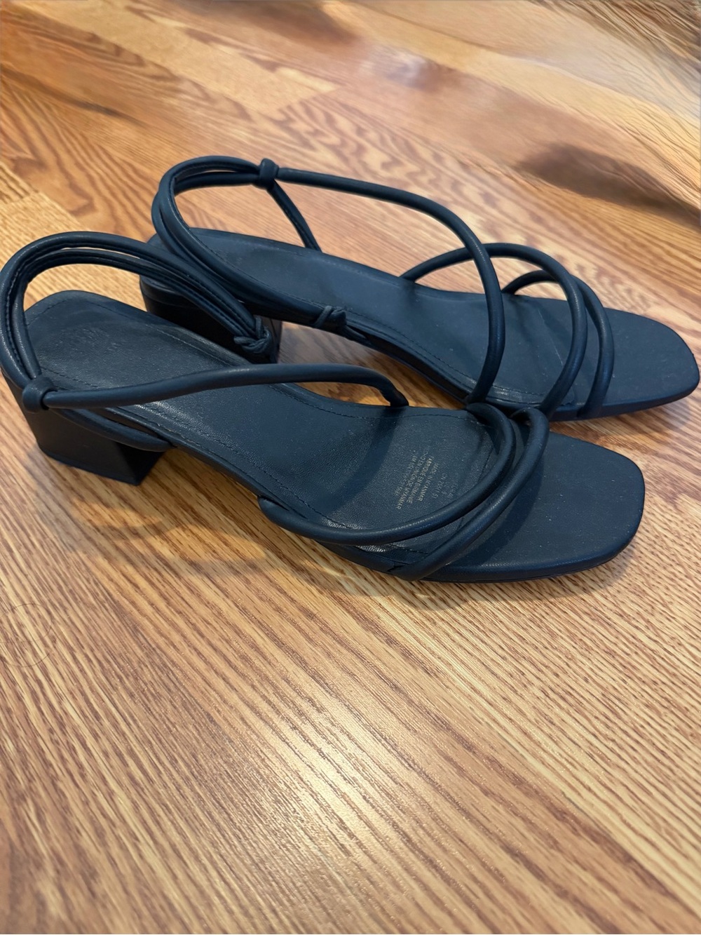 Black Strappy Low Block Heel Sandals - Women